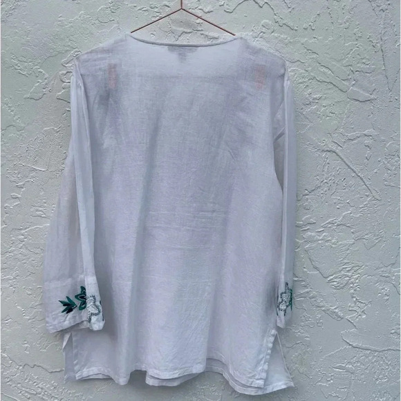 Jm Collection Womens Embroidered Gauze Blouse White Sz 16 - Picture 7 of 15